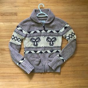 TNA Aritzia Sea To Sky Cowichan Lambs Wool Sweater Full Zip